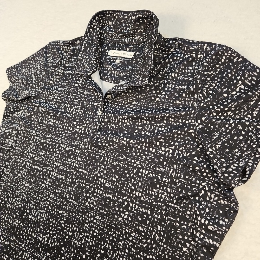Pebble Beach Dry-Luxe Performance Womens Polo Golf Shirt Sz XXL B/W Speckled